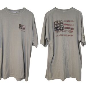Crazy Shirts American Flag Shirt Short Sleeve Graphic‎ Tee Kona Coffee Dyed Tan